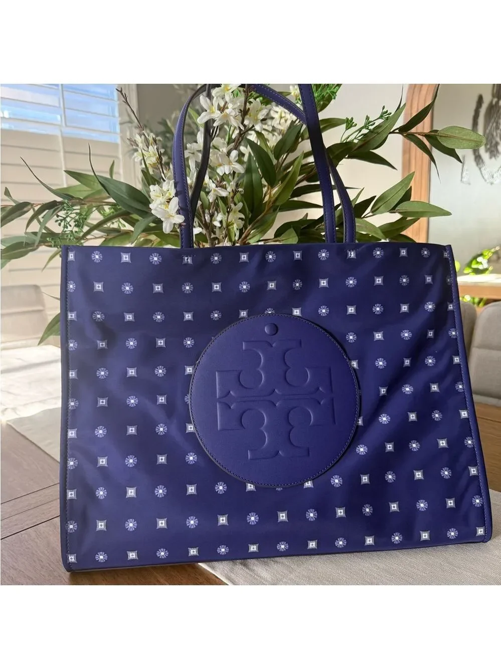 Tory Burch Blue Patterned Tote